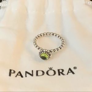 Pandora Birthday Blooms Ring with Peridot Stone